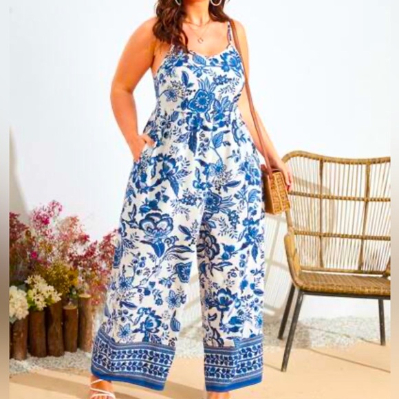 Women's Maxi Dress V Neck Sleeveless Romper - Picture 1 of 4